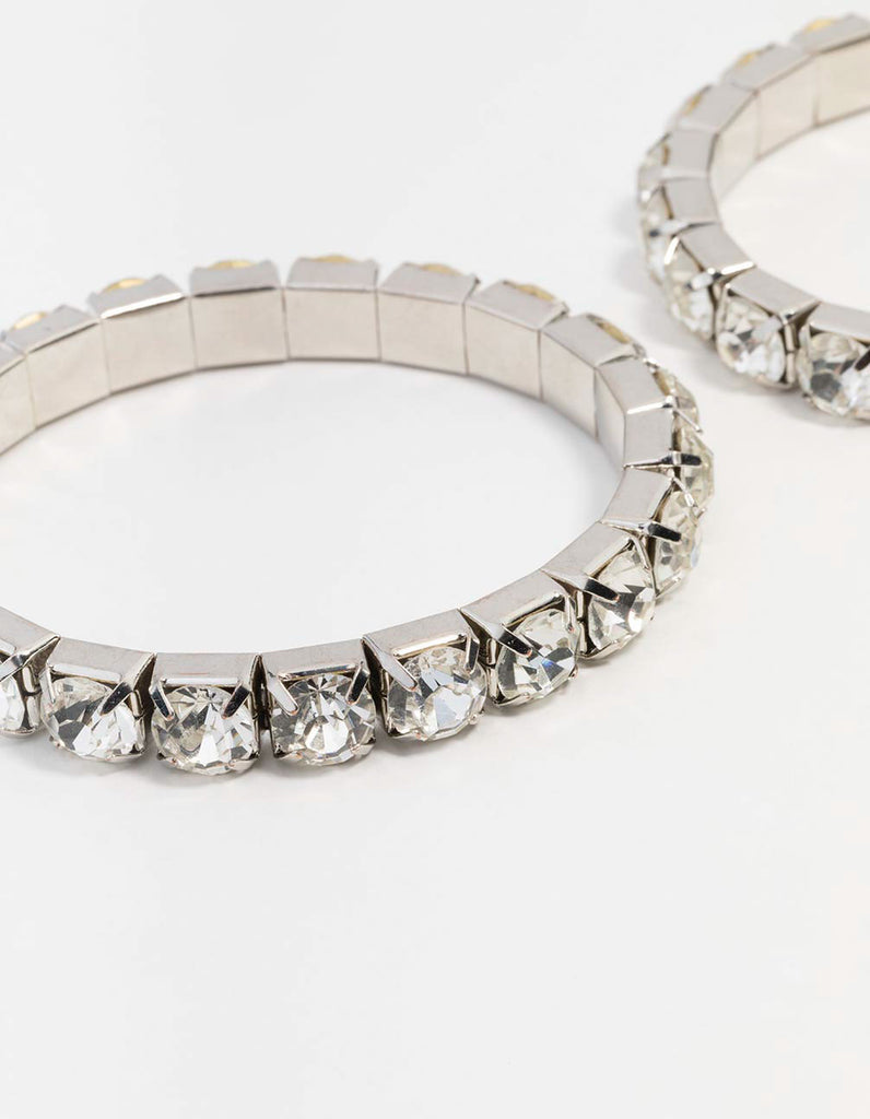 Rhodium Diamante Stretch Bracelet 2-Pack