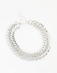 Rhodium Chunky Mixed Chain Necklace - link has visual effect only