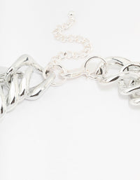 Rhodium Chunky Mixed Chain Necklace - link has visual effect only