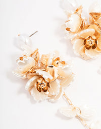 Gold Plastic Floral Drop Earrings - link has visual effect only