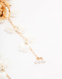 Gold Plastic Floral Drop Earrings - link has visual effect only