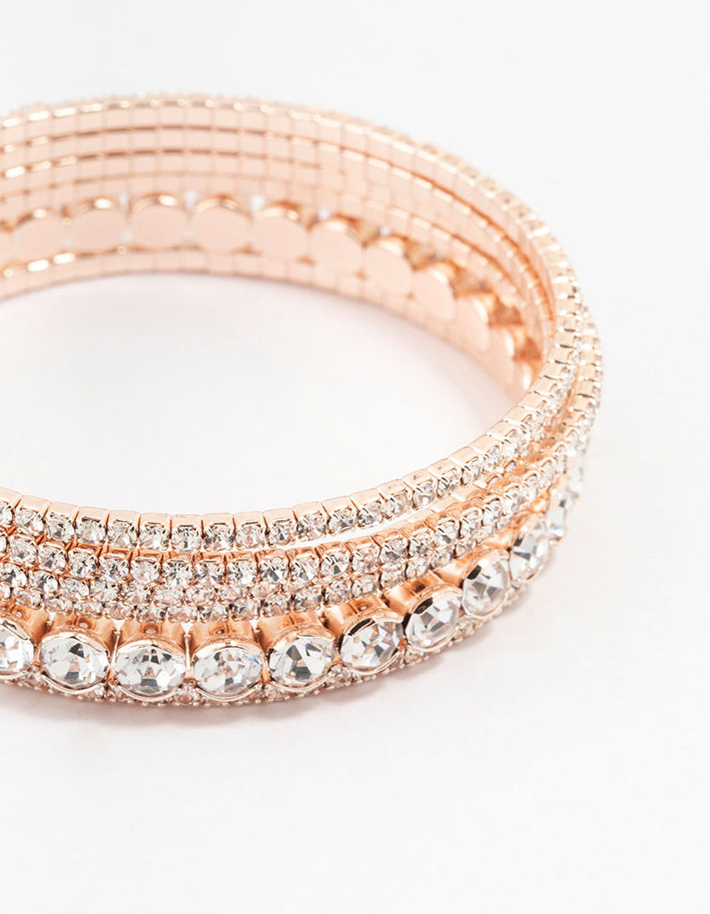 Rose Gold Diamante Multi Row Bracelet