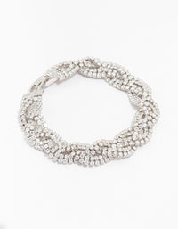 Rhodium Braided Cubic Zirconia Bling Bracelet - link has visual effect only