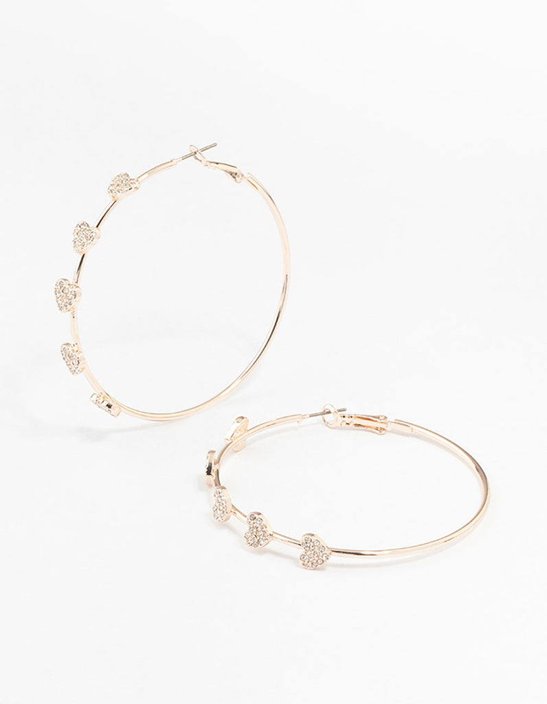 Rose Gold Heart Hoop Earrings