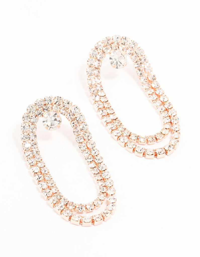 Rose Gold Draped Cup Chain Drop Earrings