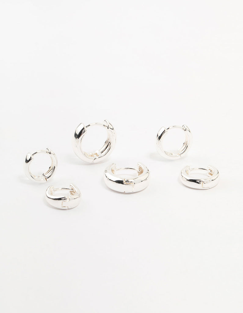 Silver Plated Graduating Hoop Earrings 3-Pack