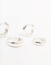 Silver Plated Graduating Hoop Earrings 3-Pack - link has visual effect only