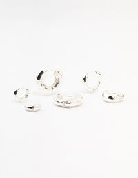 Silver Plated Hammered Graduating Hoop Earrings 3-Pack - link has visual effect only