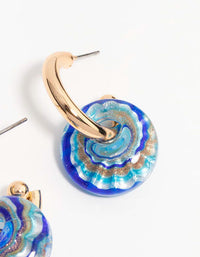 Blue Beaded Cosmic Swirl Drop Earrings - link has visual effect only