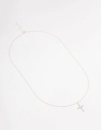 Sterling Silver Cubic Zirconia Cross Necklace - link has visual effect only