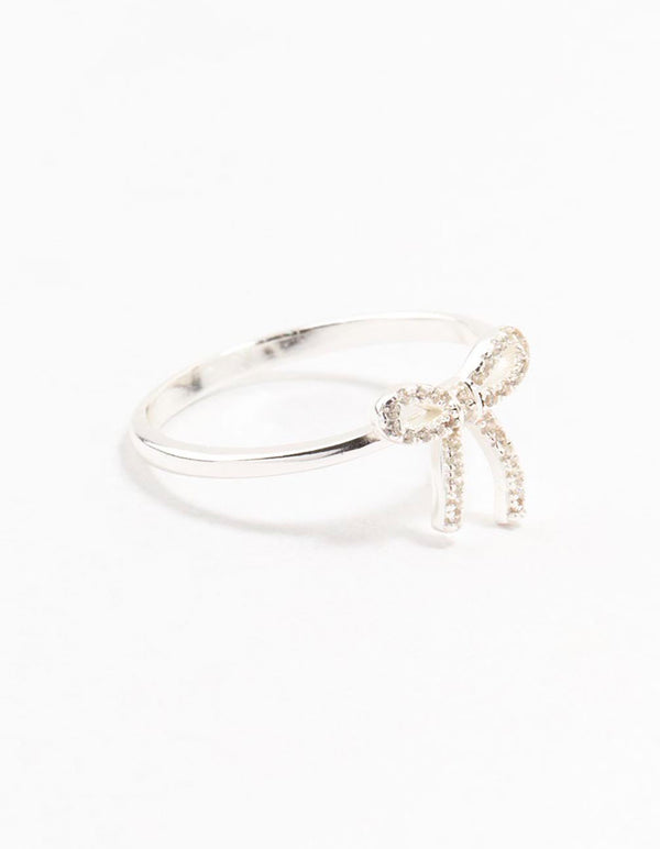 Sterling Silver Cubic Zirconia Bow Ring