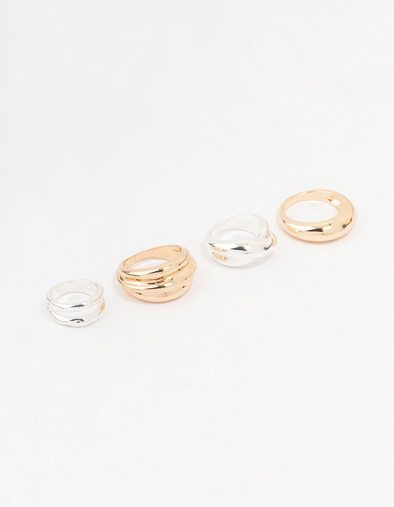 Mixed Metals Solid Band Rings 4-Pack