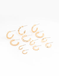 Gold Spike Huggie Earrings 6-Pack - link has visual effect only