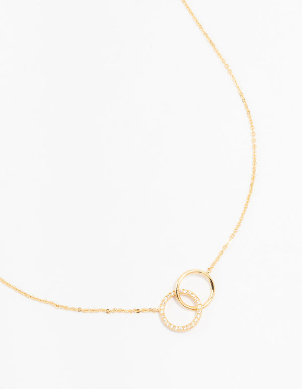 Gold Plated Pave Link Hoop Necklace