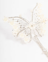 Silver Floral Diamante Butterfly Clip - link has visual effect only