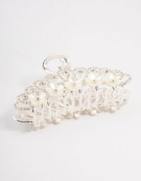 Ornate Silver Diamante & Flower Claw Clip - link has visual effect only