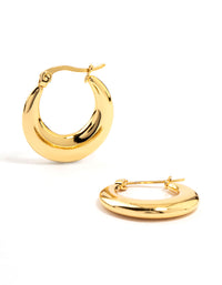 Gold Plated Stainless Steel Crescent Hoop Earrings - link has visual effect only