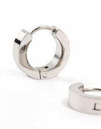 Stainless Steel Wide Huggie Earrings - link has visual effect only