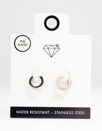 Stainless Steel Wide Huggie Earrings - link has visual effect only