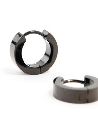 Black Coated Stainless Steel Wide Huggie Earrings - link has visual effect only