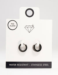 Black Coated Stainless Steel Wide Huggie Earrings - link has visual effect only