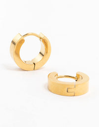 Gold Plated Stainless Steel Wide Huggie Earrings - link has visual effect only