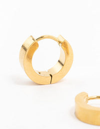 Gold Plated Stainless Steel Wide Huggie Earrings - link has visual effect only