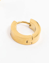 Gold Plated Stainless Steel Wide Huggie Earrings - link has visual effect only