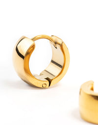 Gold Plated Stainless Steel Wide Round Huggie Earrings - link has visual effect only