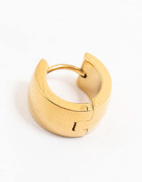 Gold Plated Stainless Steel Wide Round Huggie Earrings - link has visual effect only