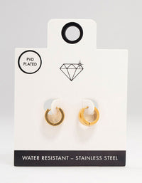 Gold Plated Stainless Steel Wide Round Huggie Earrings - link has visual effect only