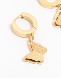 Gold Plated Stainless Steel Butterfly Drop Huggie Earrings - link has visual effect only