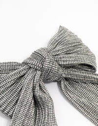 Metallic Silver Fabric Medium Bow Clip - link has visual effect only