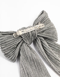 Metallic Silver Fabric Medium Bow Clip - link has visual effect only