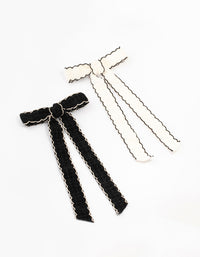 Woven Scallop Fabric Bows 2-Pack - link has visual effect only