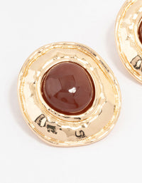 Gold Molten Circle Disc Stud Earrings - link has visual effect only