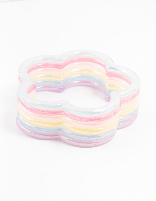 Kids Pastel Plastic Flower Bangles 6-Pack