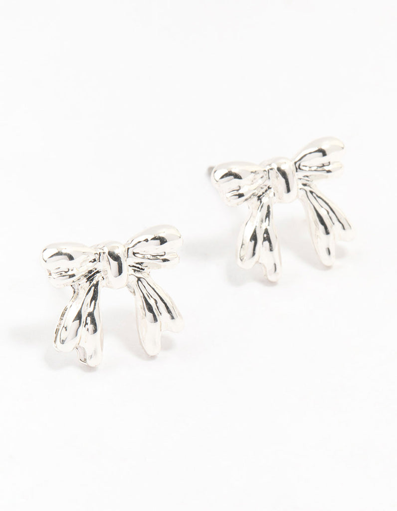 Silver Bow Stud Earrings - Lovisa