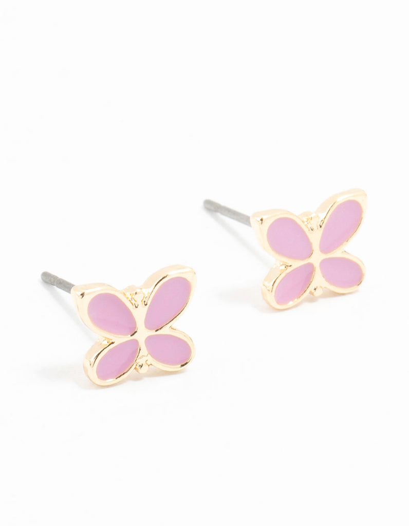 Gold Butterfly Stud Earrings