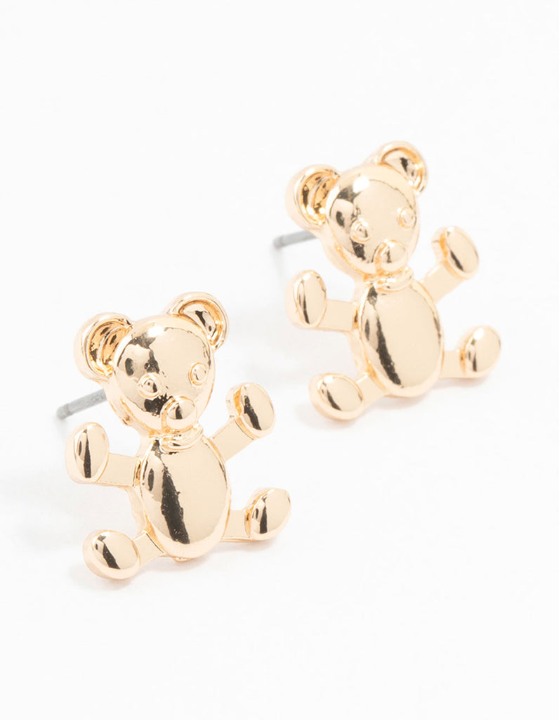 Gold Teddy Stud Earrings