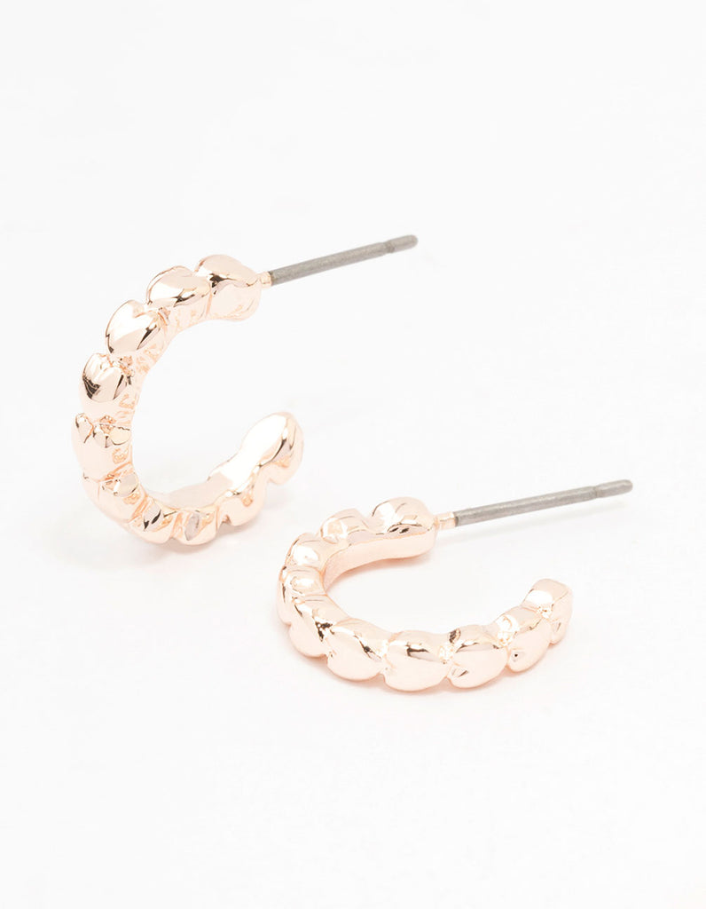 Rose Gold Solid Heart Huggie Earring