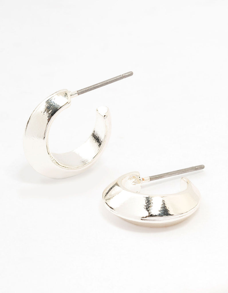 Silver Pointed Huggie Earrings