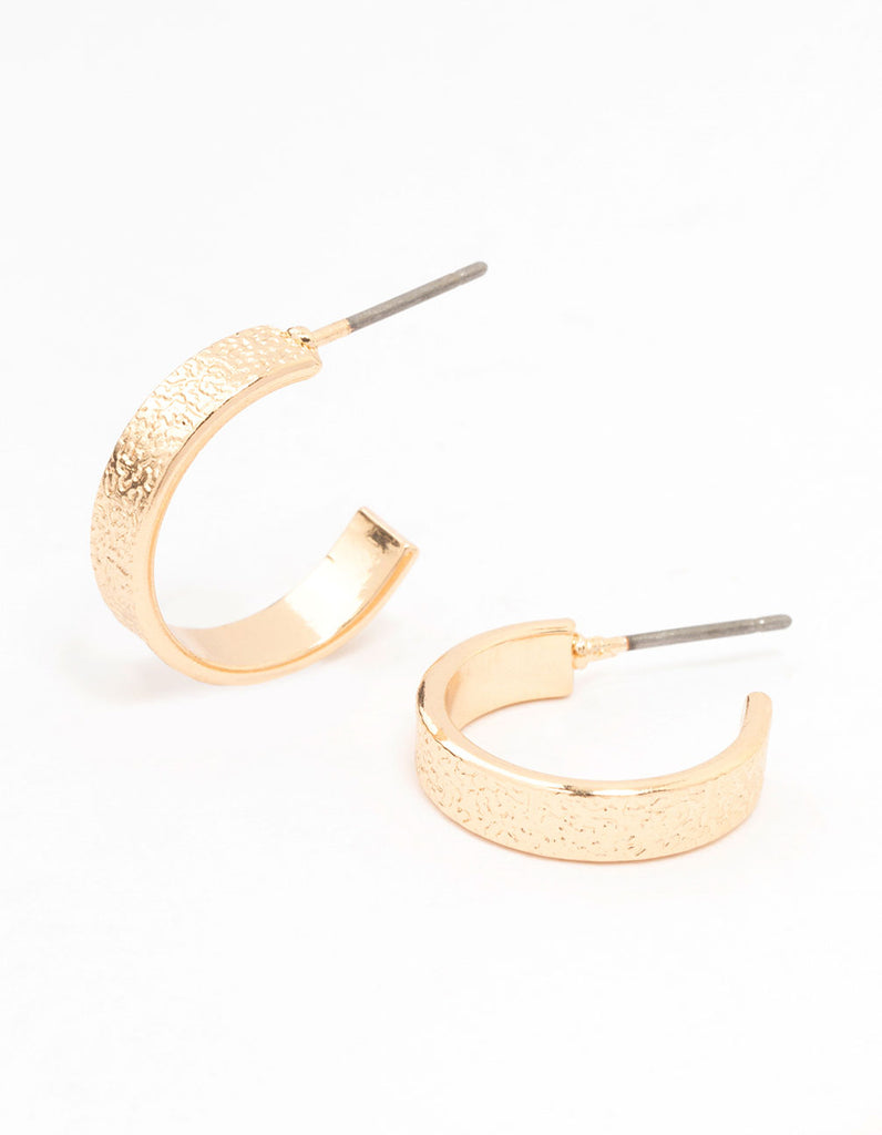 Gold Wide Foil Huggie Earrings