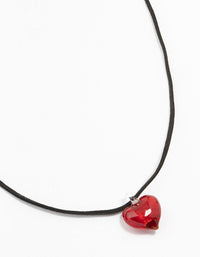 Mini Red Beaded Glass Heart Necklace - link has visual effect only