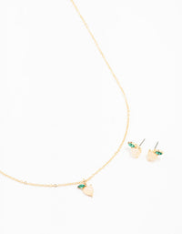 Mini Gold Apple Necklace & Earring Set - link has visual effect only