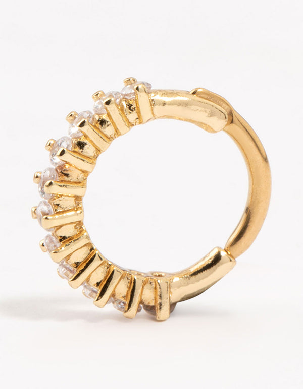 Gold Plated Surgical Steel Half Set Cubic Zirconia Clicker Ring