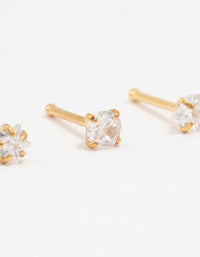 Gold Plated Titanium Graduating Cubic Zirconia Nose Studs 3-Pack - link has visual effect only