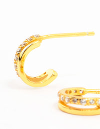 Gold Plated Sterling Silver Double Hoop Earrings - link has visual effect only