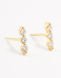 Gold Plated Sterling Silver Cubic Zirconia Bar Earrings - link has visual effect only