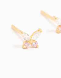 Gold Plated Sterling Silver Cubic Zirconia Butterfly Stud Earrings - link has visual effect only